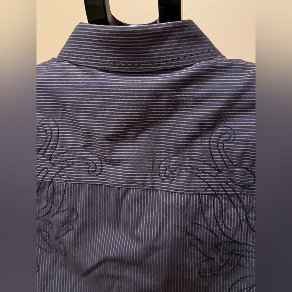 J Campbell Los Angeles Embroidered Western Shirt Pinstripe Mens XL - Picture 3 of 4